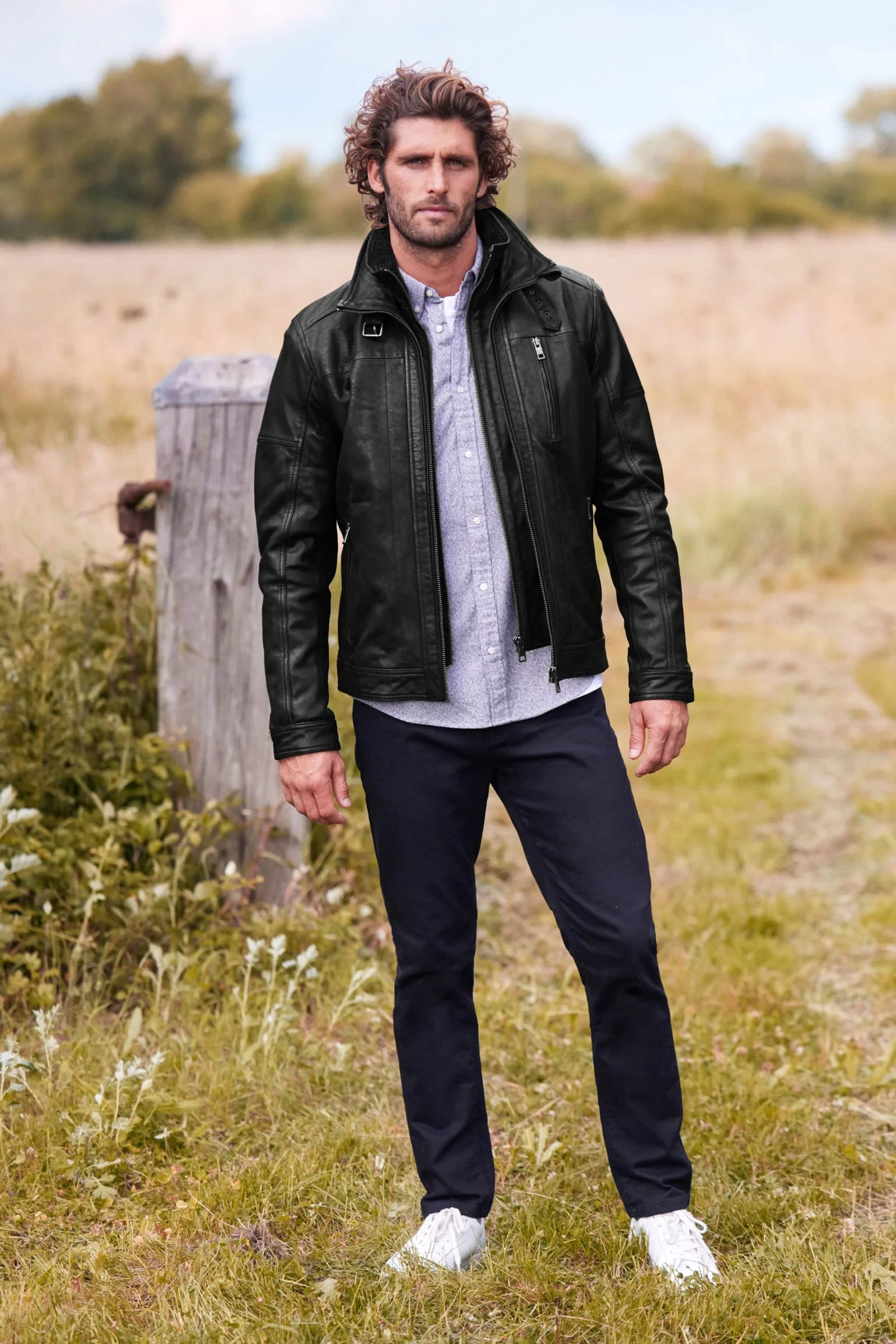 Shop Signature Leather Borg Lined Biker Jacket