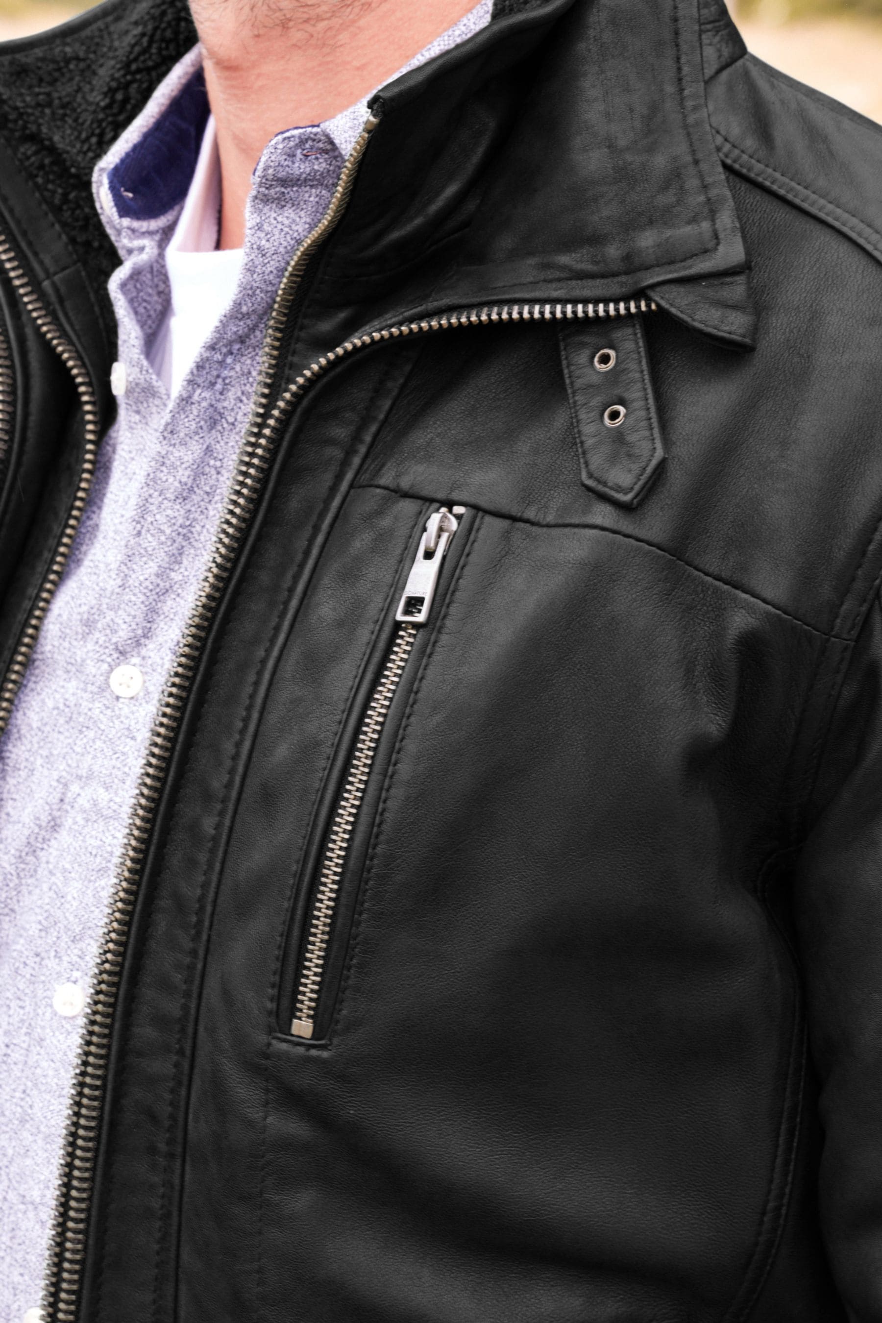 Shop Signature Leather Borg Lined Biker Jacket