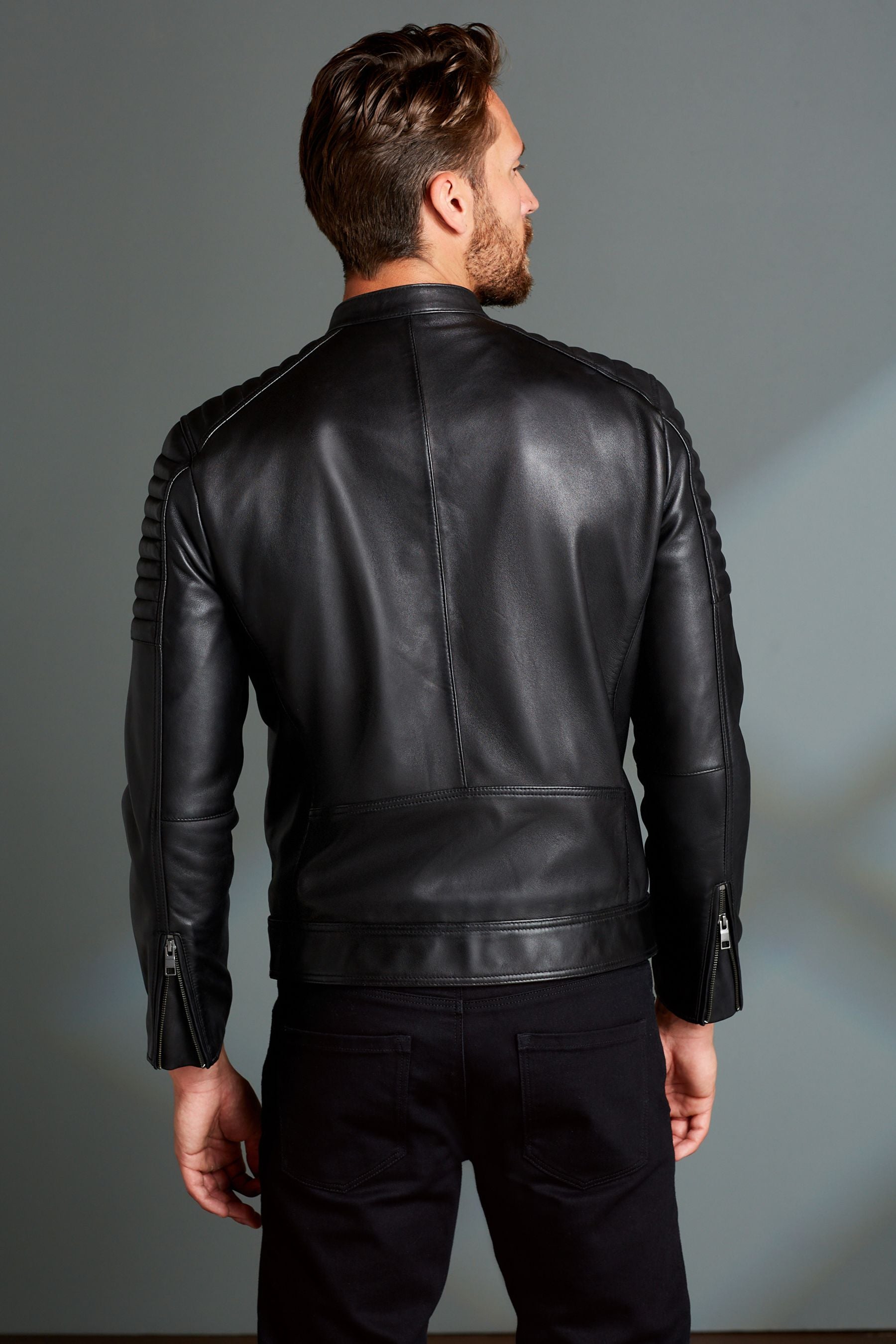 Shop Signature Leather Quilted Racer Jacket