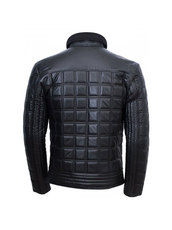 Shop MEN’S TRIMMED QUILTED LEATHER JACKET BY TJS
