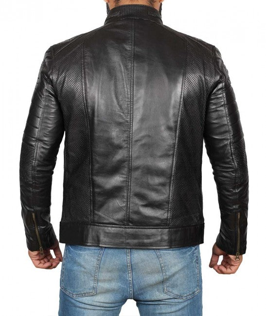 Shop Black Cafe Racer Leather Jacket For Man