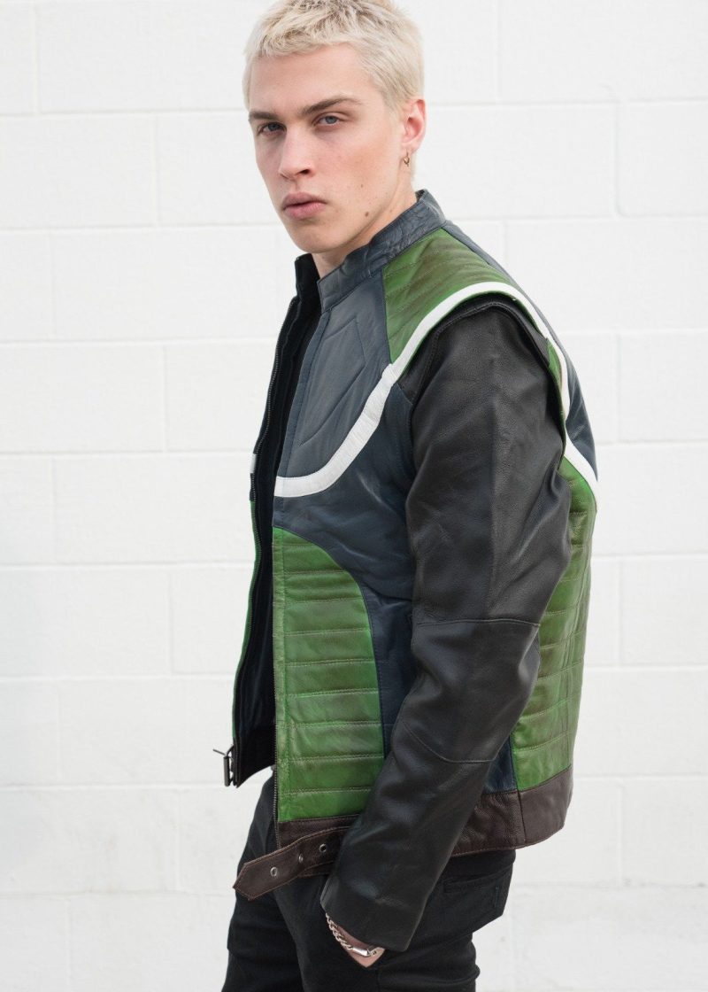Shop Mens DBZ Broly Bardock Green Leather Jacket