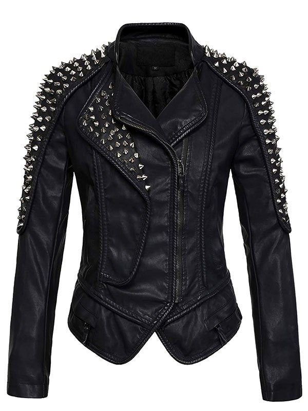 Shop WOMEN’S PUNK STYLISH STUDDED LEATHER JACKET