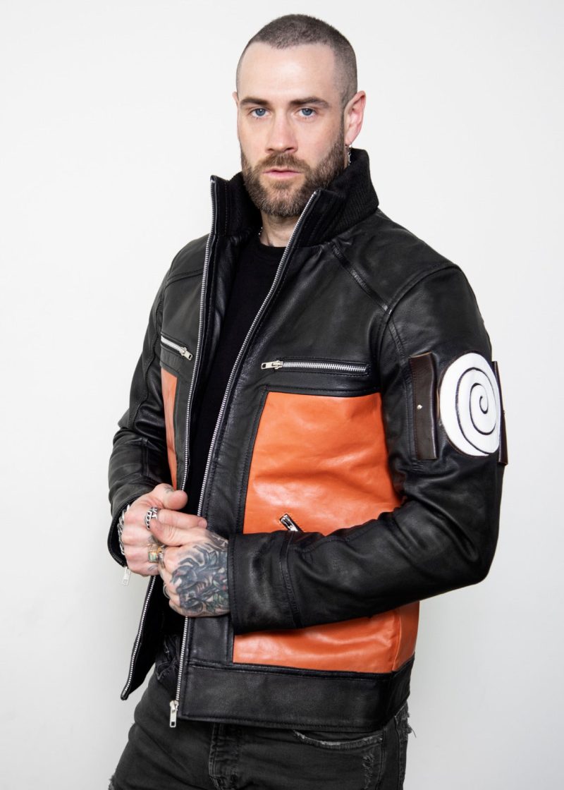 Shop Mens Shippuden Orange Leather Jacket
