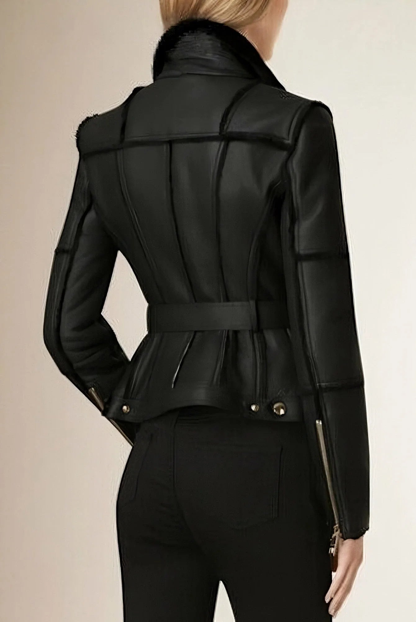 Shop New Stylish Real Leather and Faux Shearling Biker Moto Jacket Black
