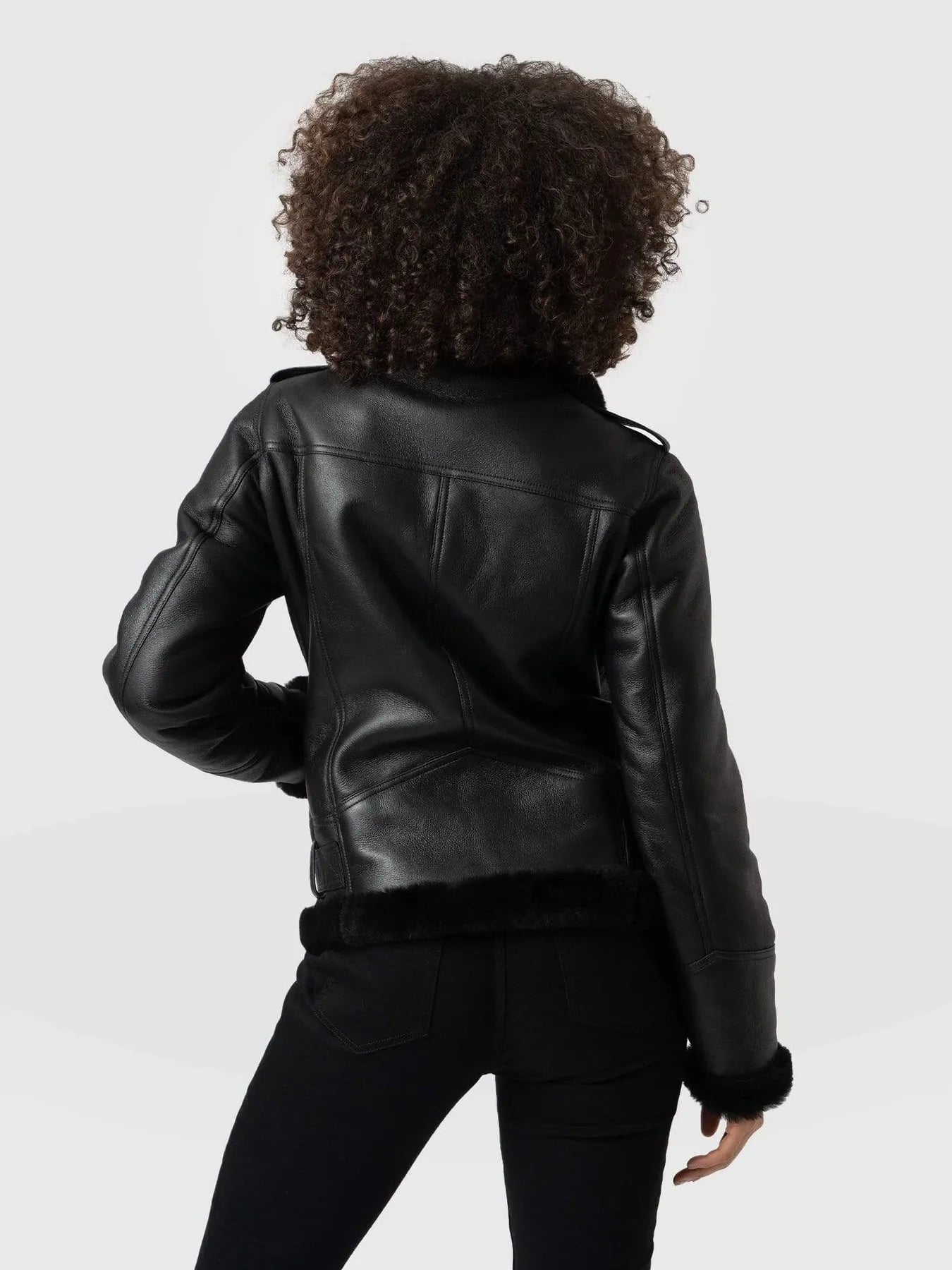 Shop WOMEN BLACK FAUX SHEARLING JACKET