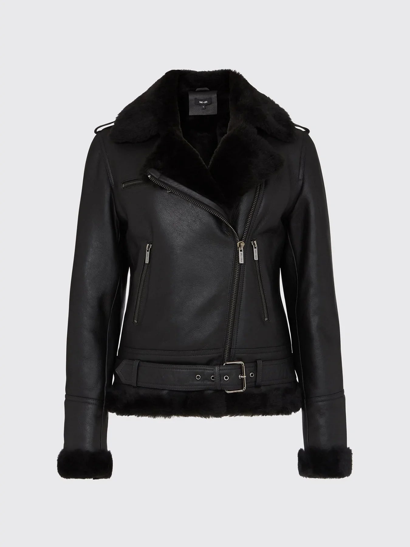 Shop WOMEN BLACK FAUX SHEARLING JACKET