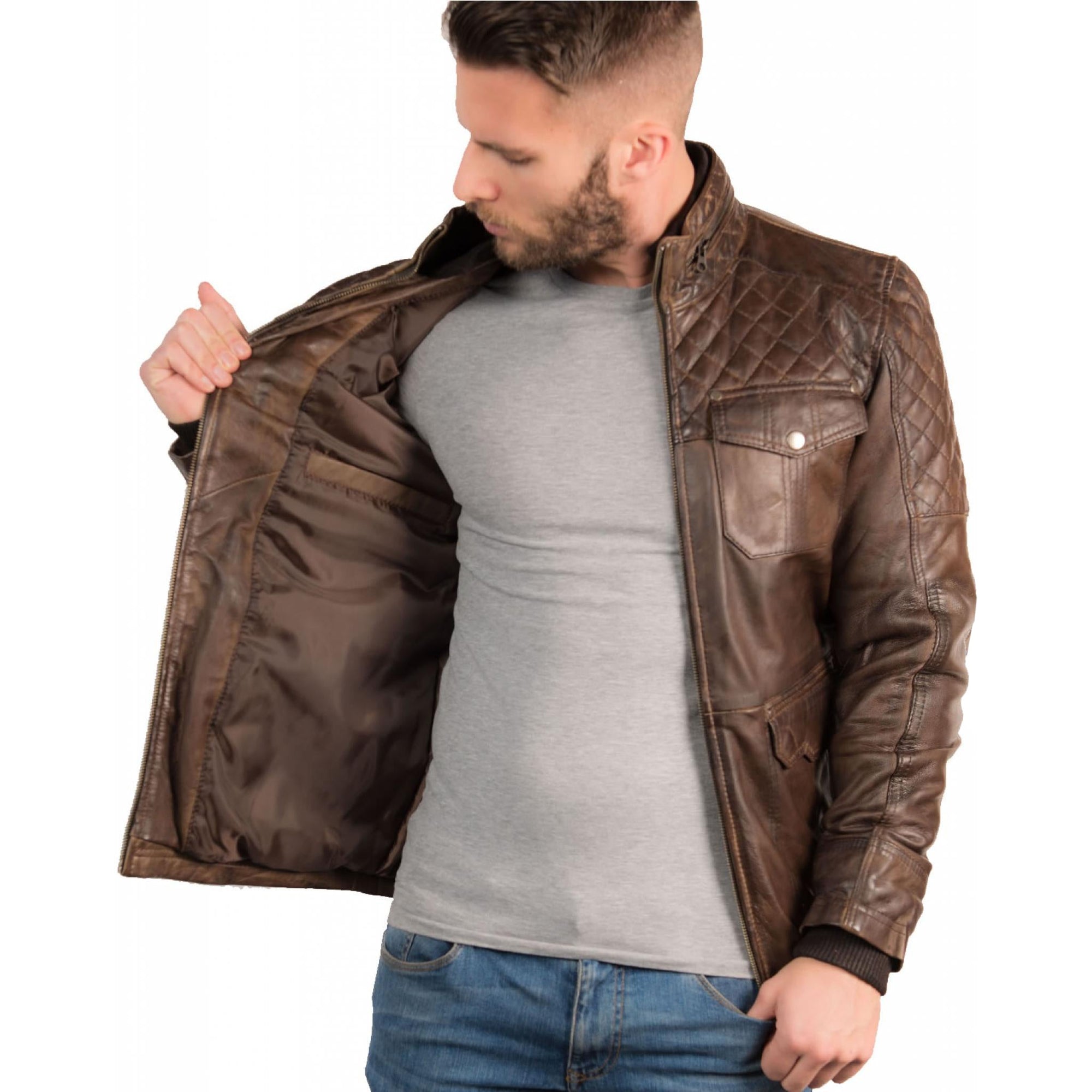 Shop Mens Vintage Racing Leather Jacket