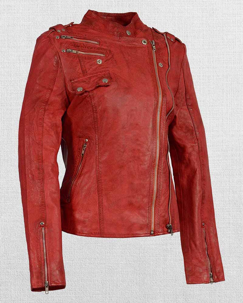 Shop Woman's Double Zipper Asymmetrical Moto Jacket