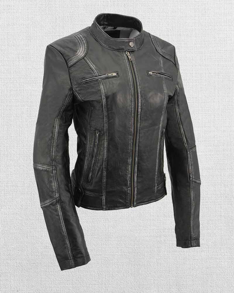 Shop Elegant Women Sheepskin Moto Jacket