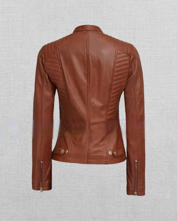 Shop Women's Tan Cafe Racer Leather Jacket