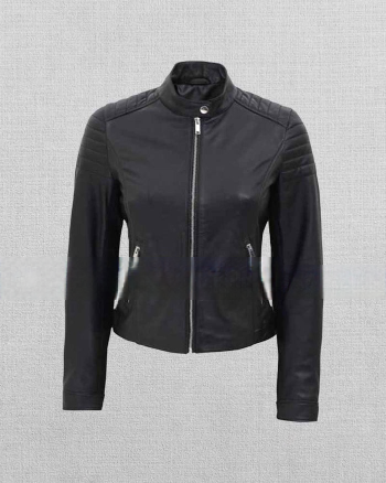 Shop Women's Cafe Racer Fitted Leather Jacket