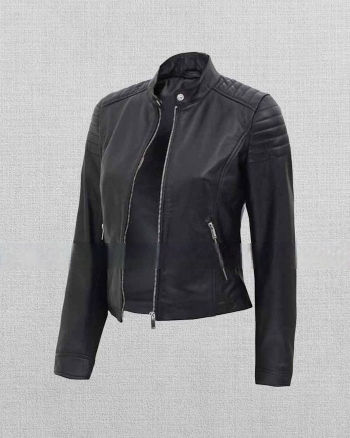 Shop Women's Cafe Racer Fitted Leather Jacket