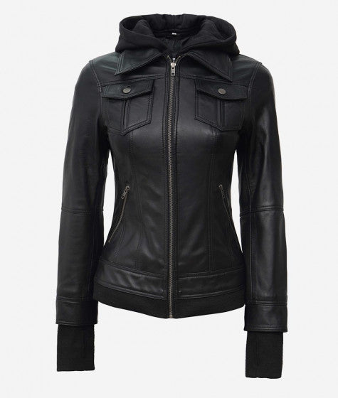 Shop Trending Black Bomber Jacket With Removable Hood