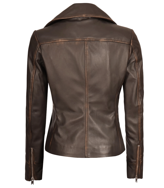 Shop Womens Brown Vintage Leather Biker Jacket