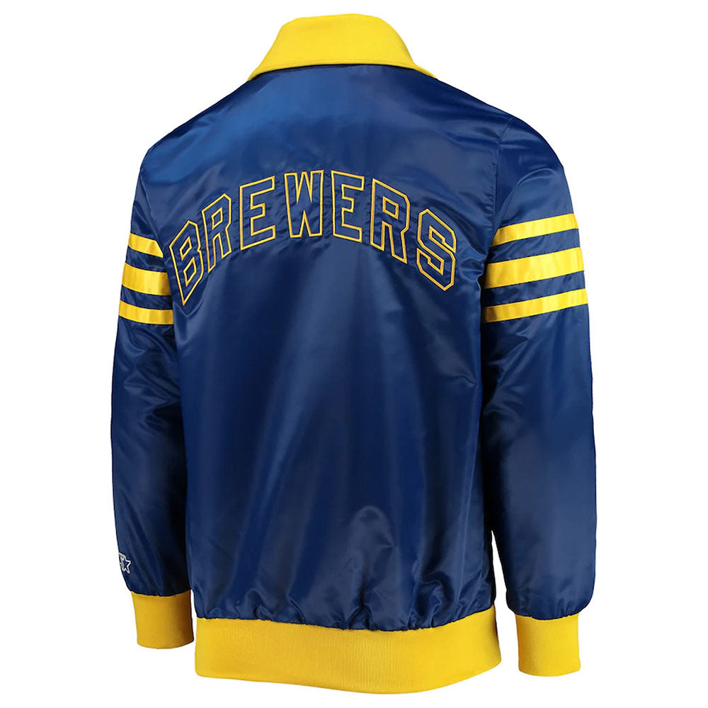 The Captain II Milwaukee Brewers Varsity Royal Satin Jacket