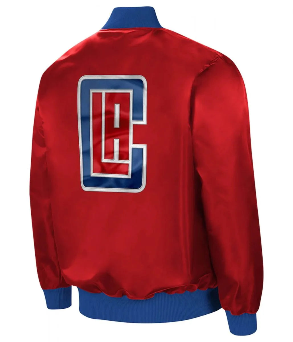 LA Clippers Bomber Red Satin Jacket