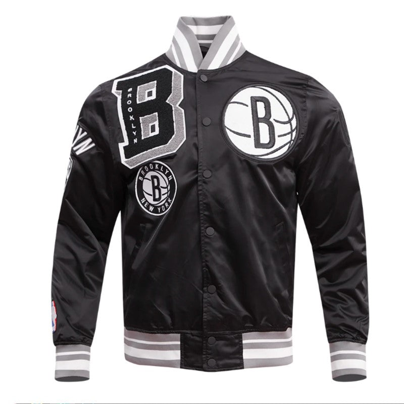 Shop Brooklyn Nets Mashup Classic Rib Satin Jacket
