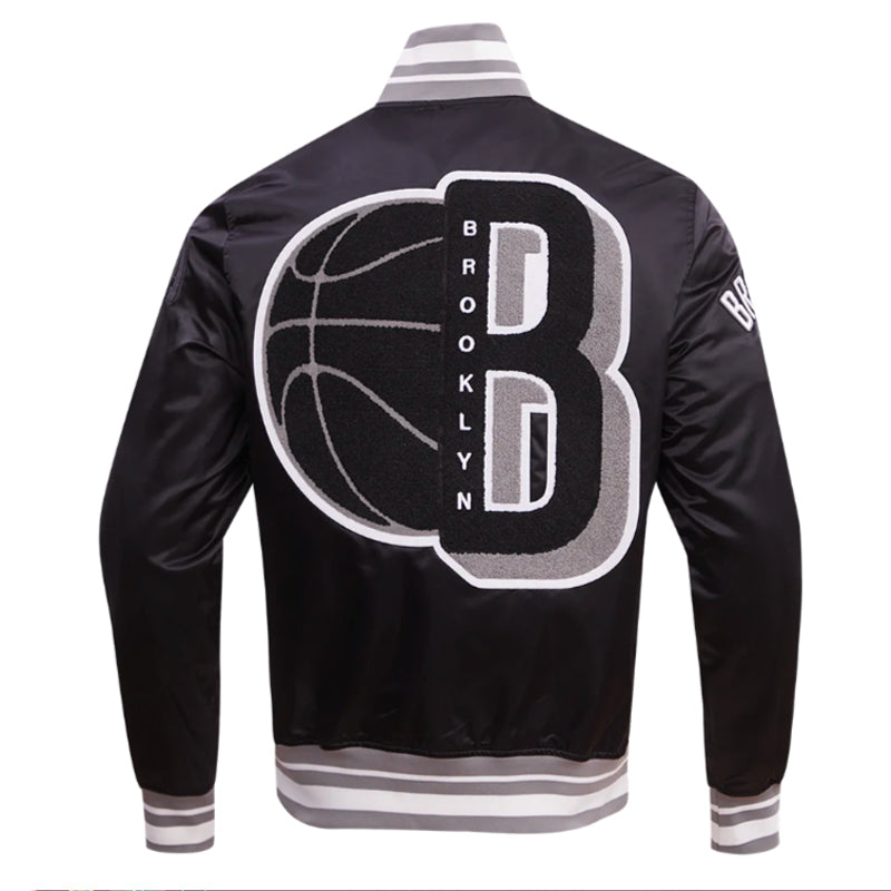 Shop Brooklyn Nets Mashup Classic Rib Satin Jacket