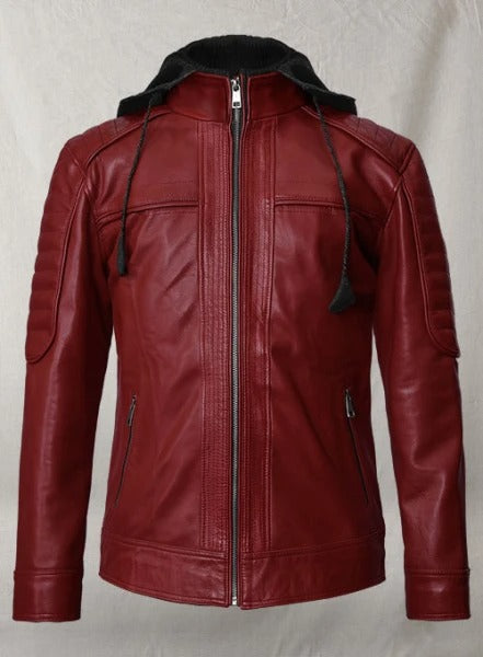 Shop ELEGANT RODEO HOODED LEATHER JACKET