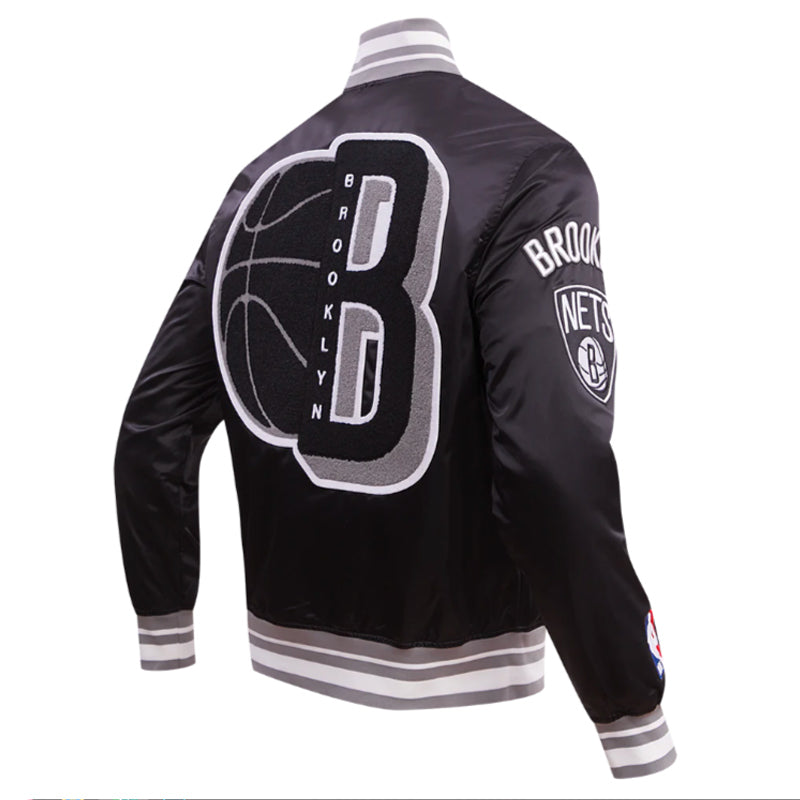 Shop Brooklyn Nets Mashup Classic Rib Satin Jacket