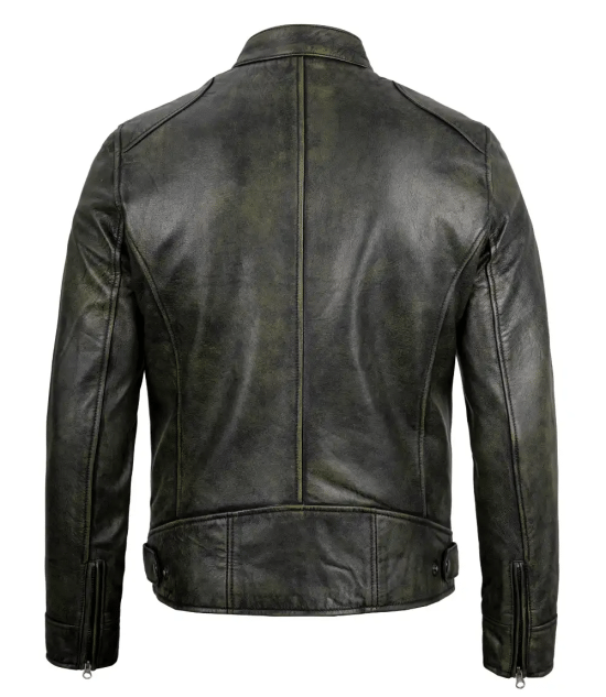 Shop Mens Dodge Black Waxed Racer Leather Jacket