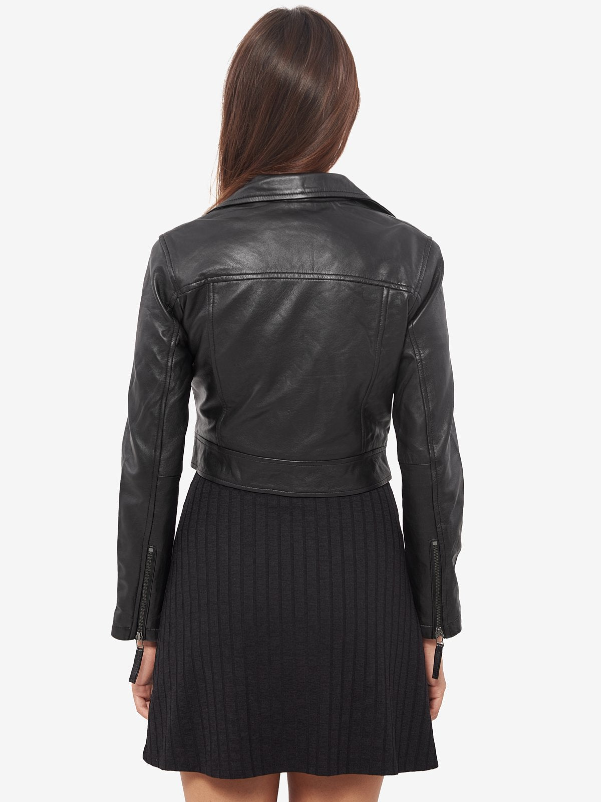 Shop Short Body Leather Jacket in Black for Women