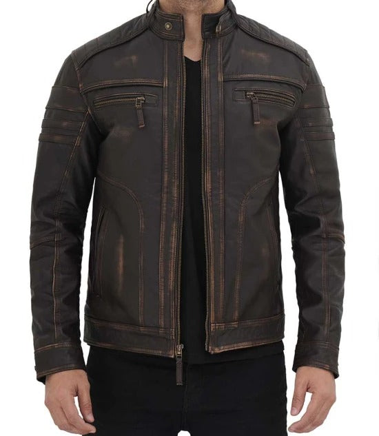 Shop Monroe Distressed Brown Leather Jacket