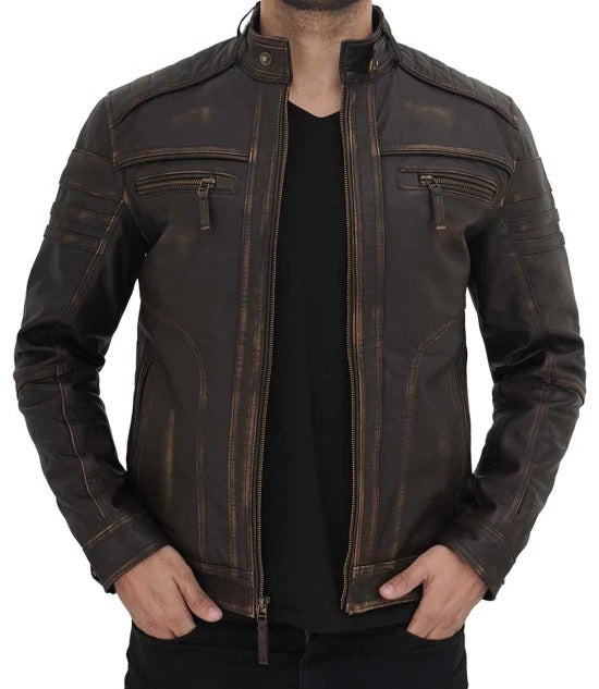 Shop Monroe Distressed Brown Leather Jacket