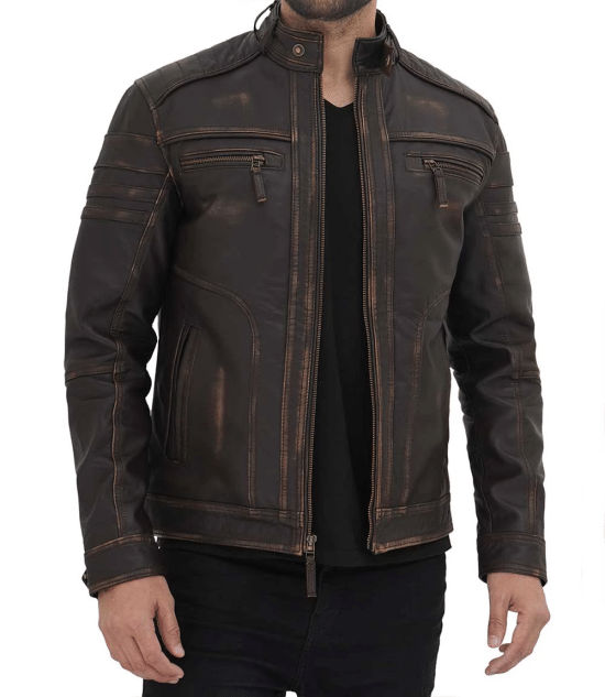 Shop Monroe Distressed Brown Leather Jacket