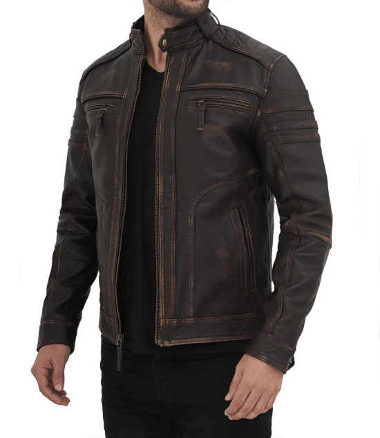 Shop Monroe Distressed Brown Leather Jacket