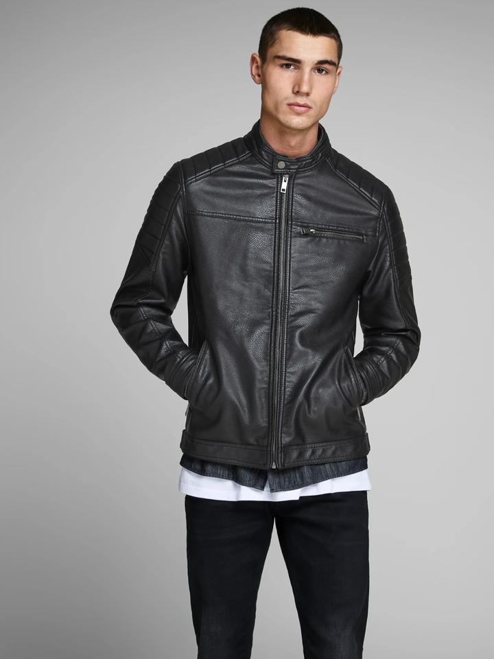 Shop Impressive Shiny Black Shoulder Padding Stylish Jacket For Men by TJS
