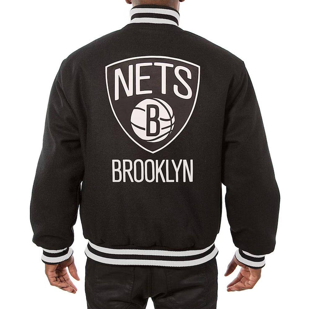 Shop Brooklyn Nets Black Varsity Wool Jacket