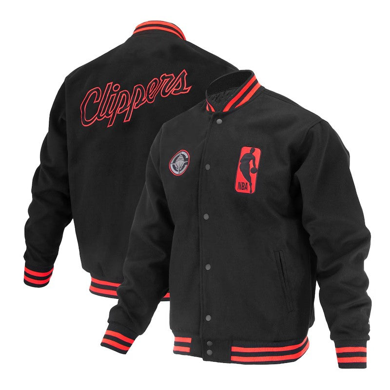 LA Clippers Logoman Shadow Black Varsity Jacket