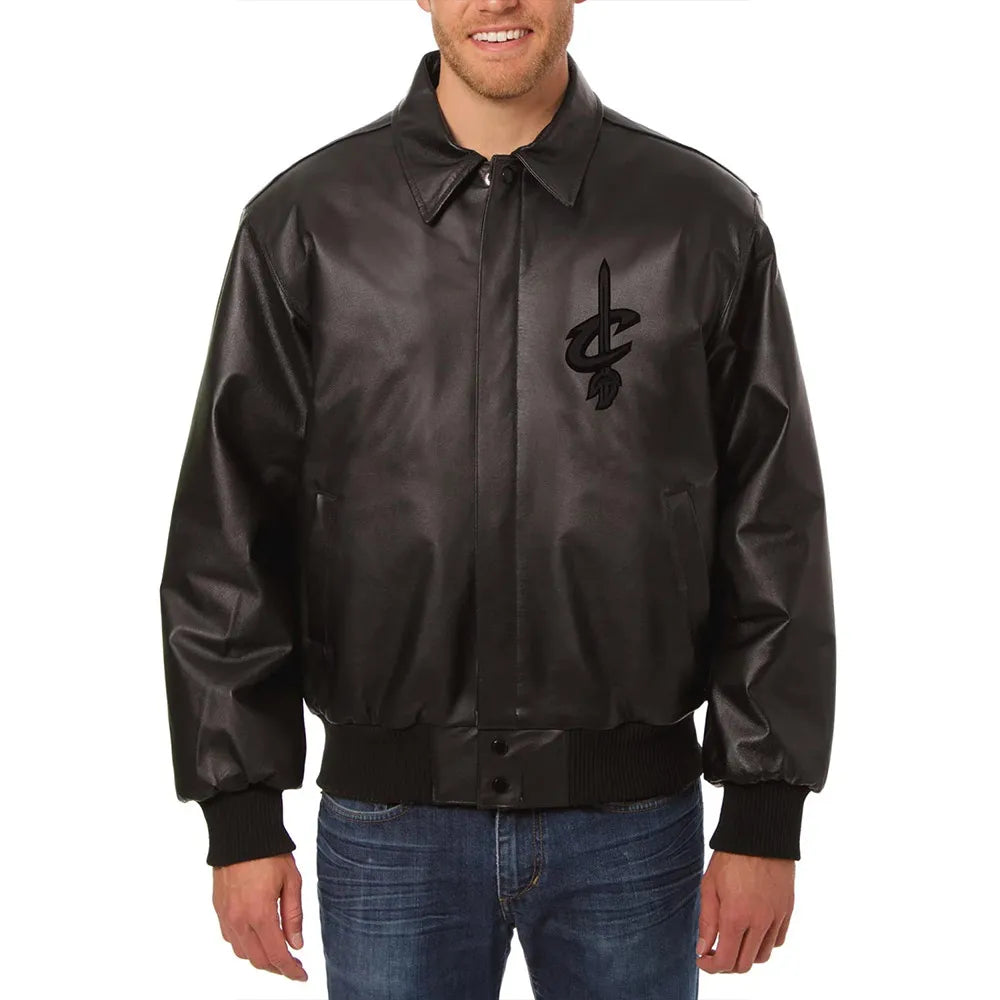 Shop Cleveland Cavaliers Shirt Collar Leather Jacket