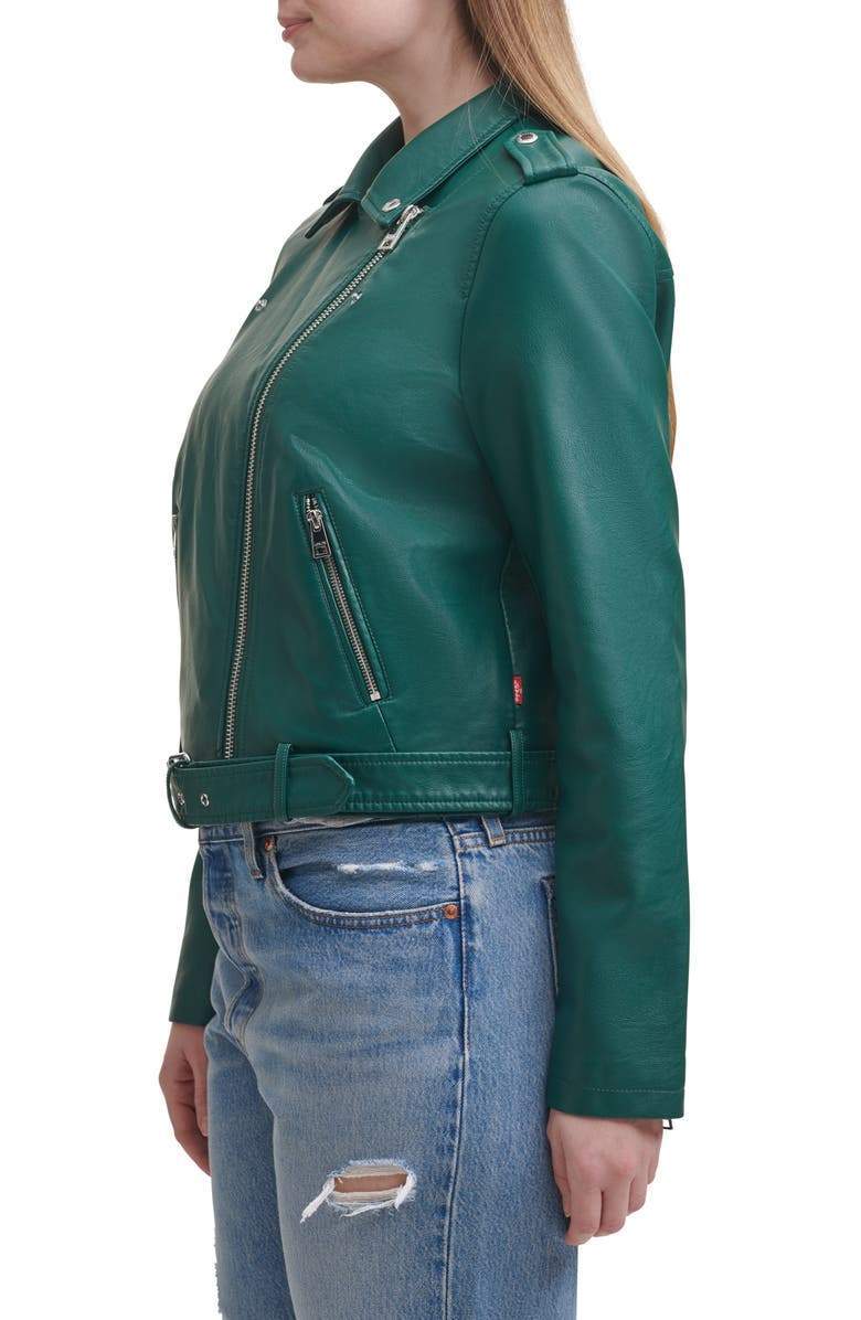 Shop Water Repellent Leather Fashion Belted Moto Jacket