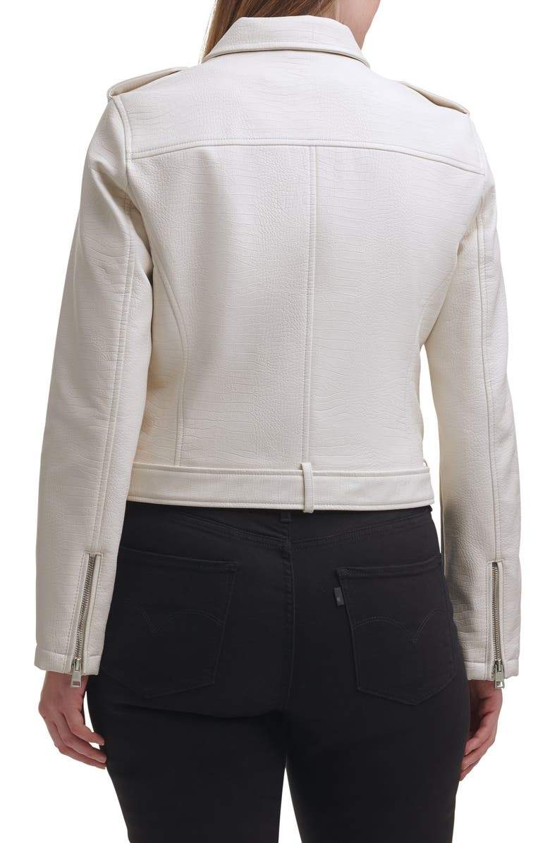 Shop Water Repellent Leather Fashion Belted Moto Jacket