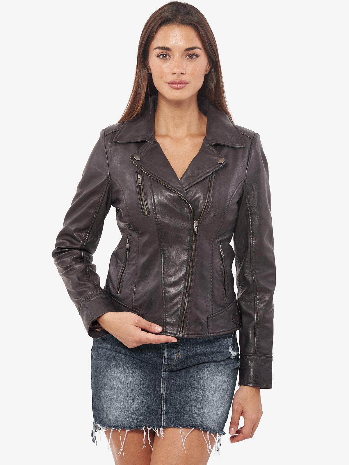 Shop Fashionable Black Biker Leather Jacket for Women