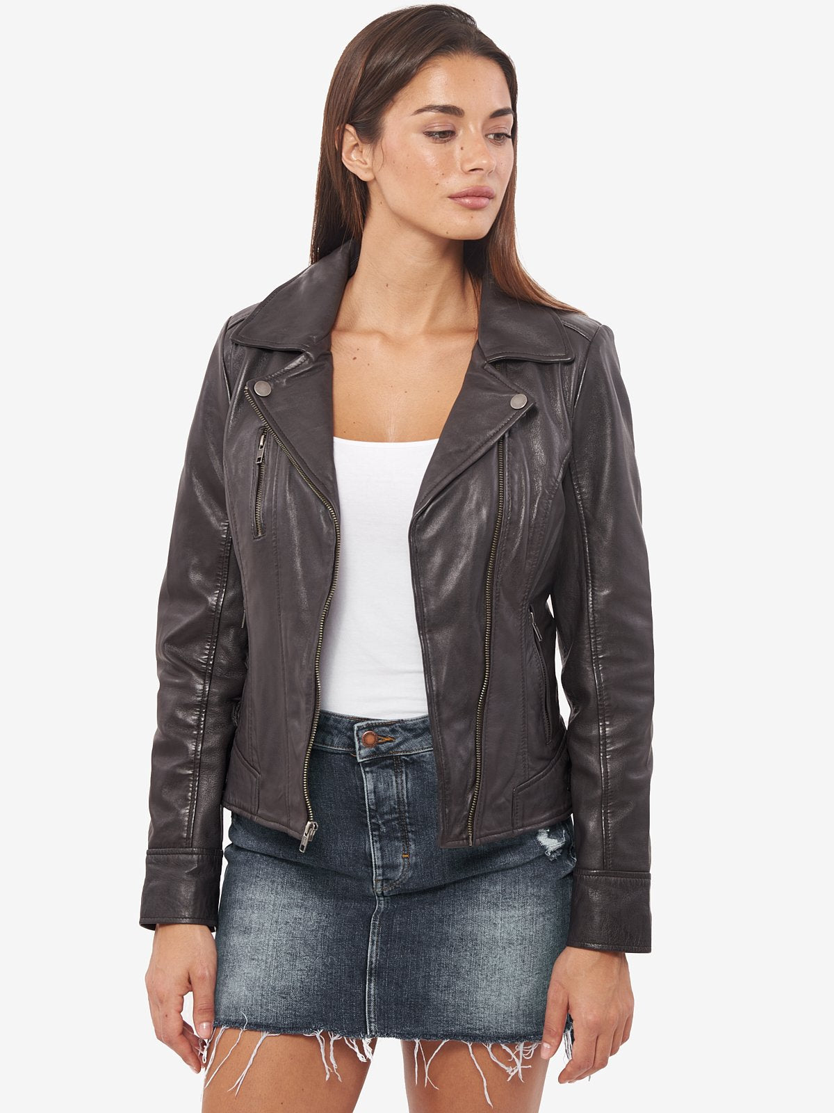 Shop Fashionable Black Biker Leather Jacket for Women