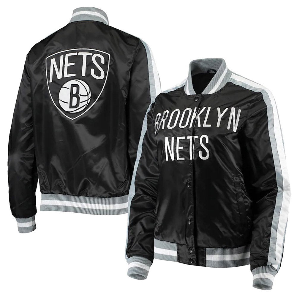Shop Competition Brooklyn Nets Black Satin Jacket
