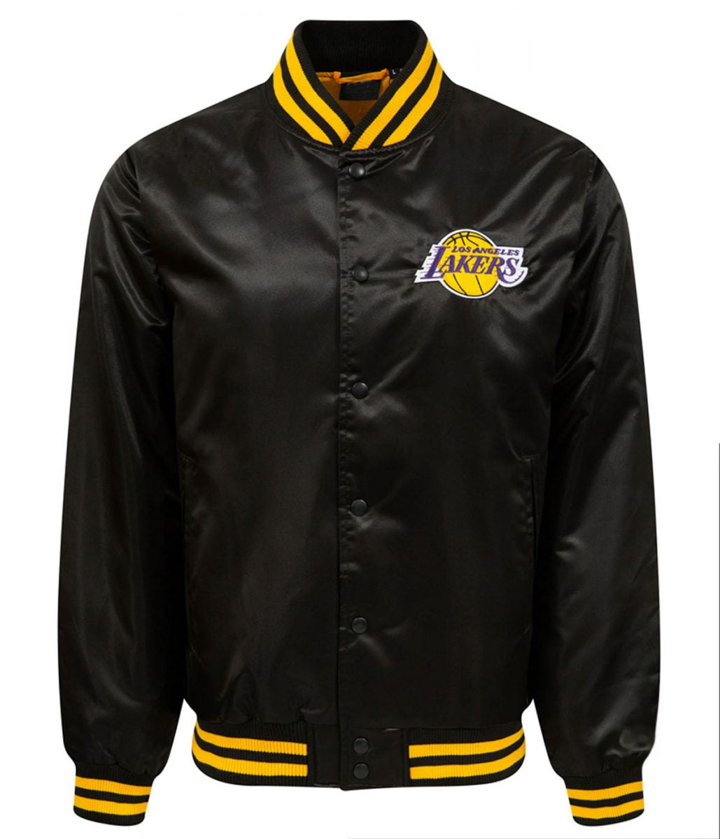 Shop LA Lakers Black Bomber Wordmark Jacket