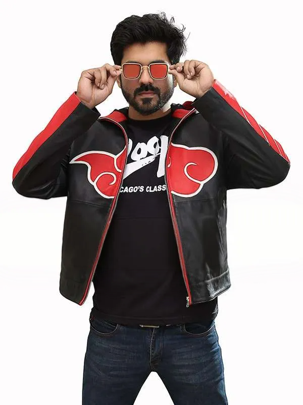 Shop Naruto Akatsuki Hooded Leather Jacket