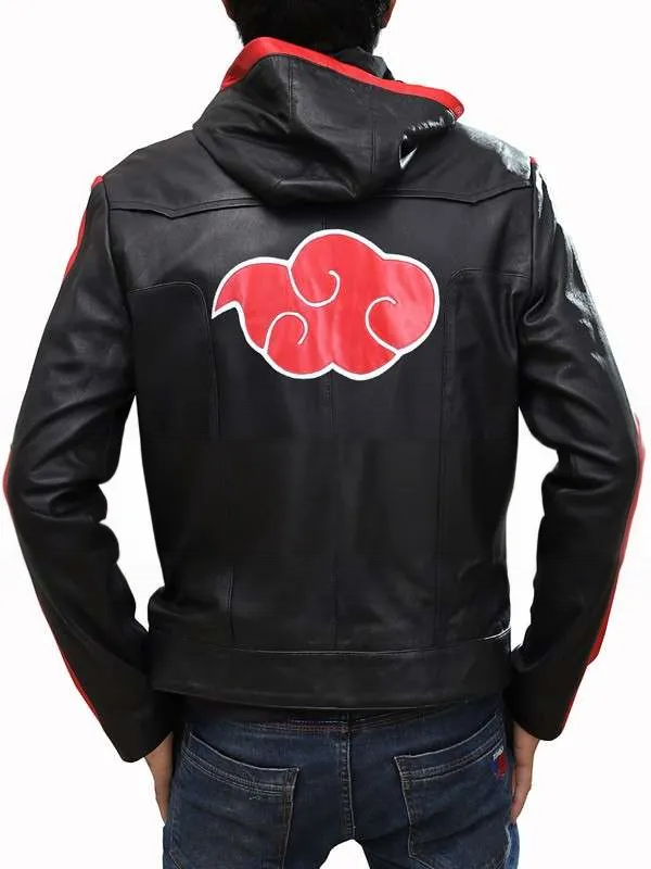 Shop Naruto Akatsuki Hooded Leather Jacket