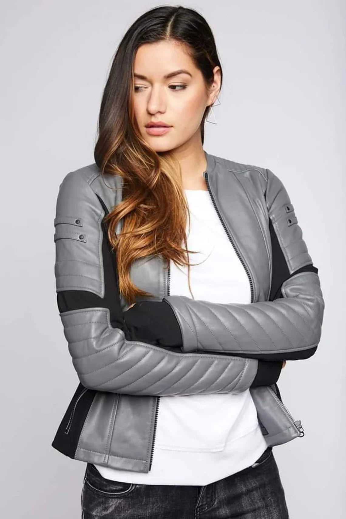 Shop Grey and Black Leather Jacket for Men and Women