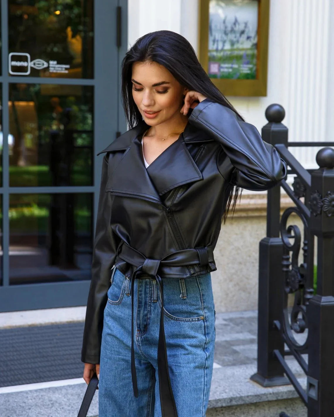 Shop Fashionable and Stylish Belted Black Leather Jacket
