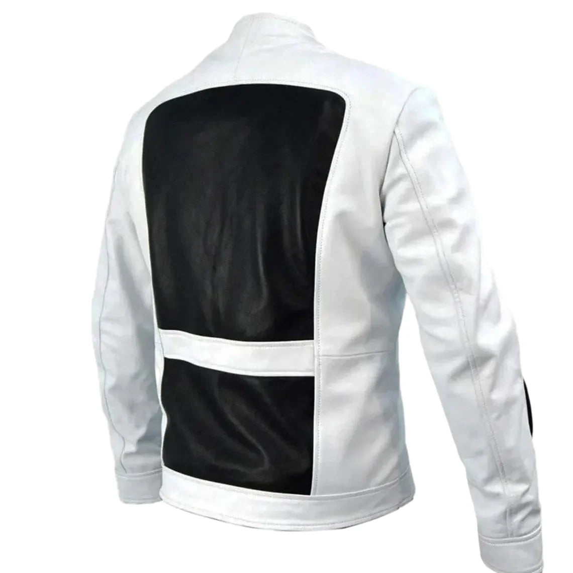 Black &amp; White Leather Biker Jacket