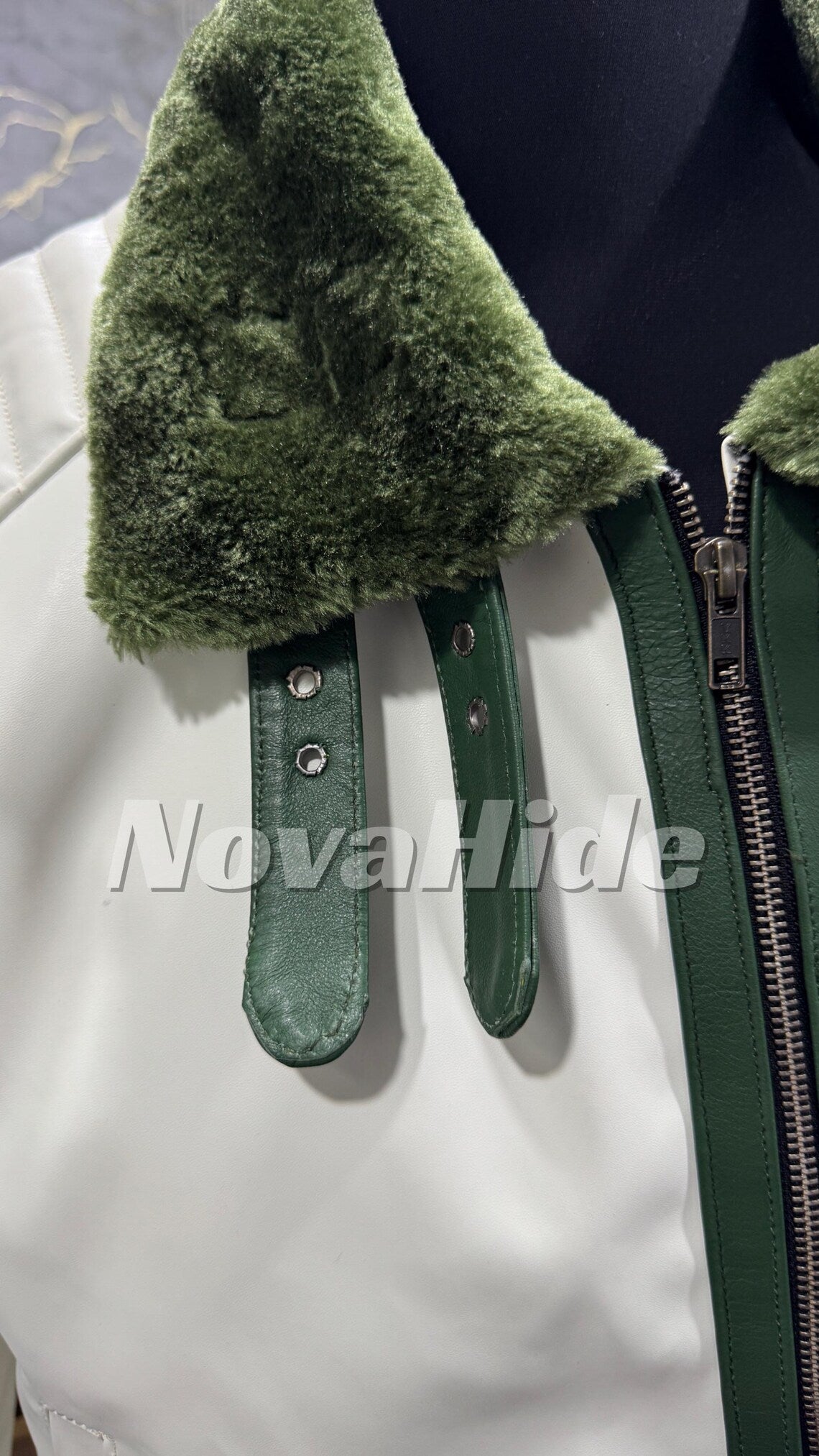 Handmade Mr. Smoker Inspired Marine Leather Shearling B3 Jacket - Anime Fans Cosplay