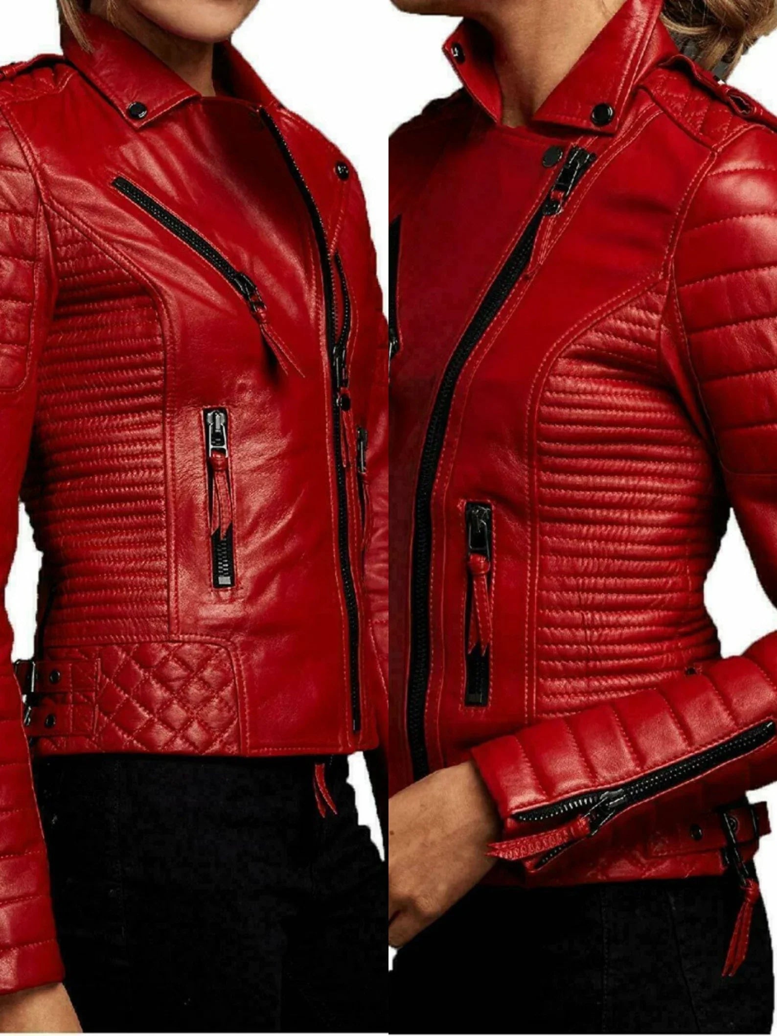 Shop Women's Red Motorcycle Leather Jacket