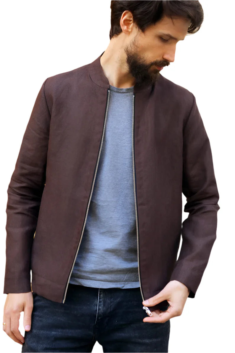 Shop Men's Premium Linen Bomber Jacket