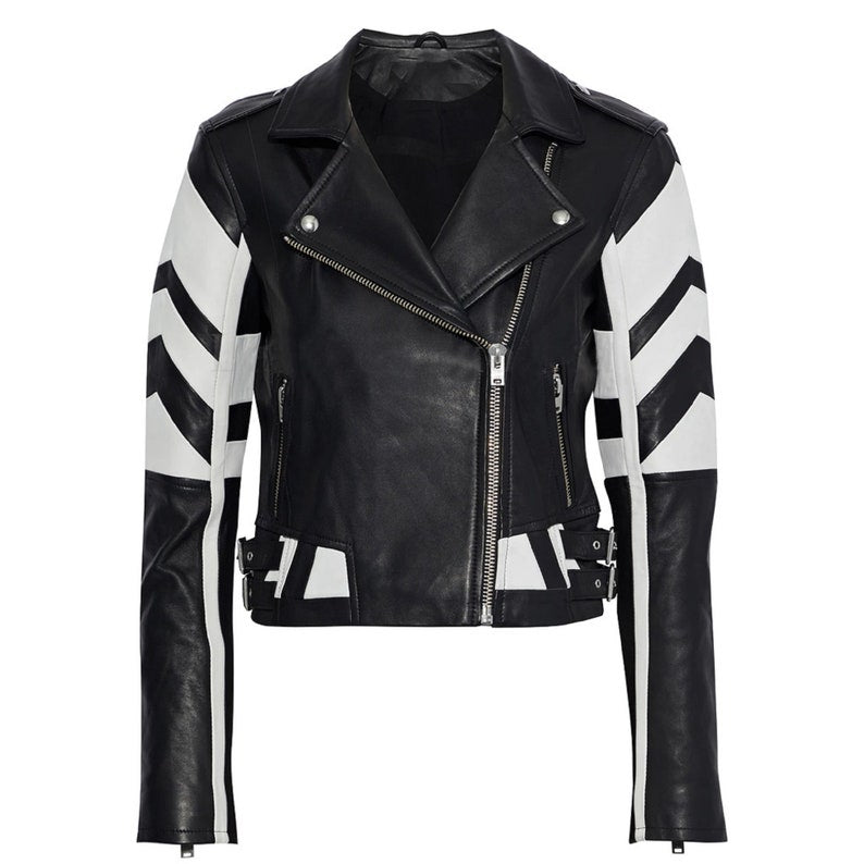 Shop Womens Black Moto Style Genuine Leather Motorcycle Slim Fit Biker Jacket by tjs
